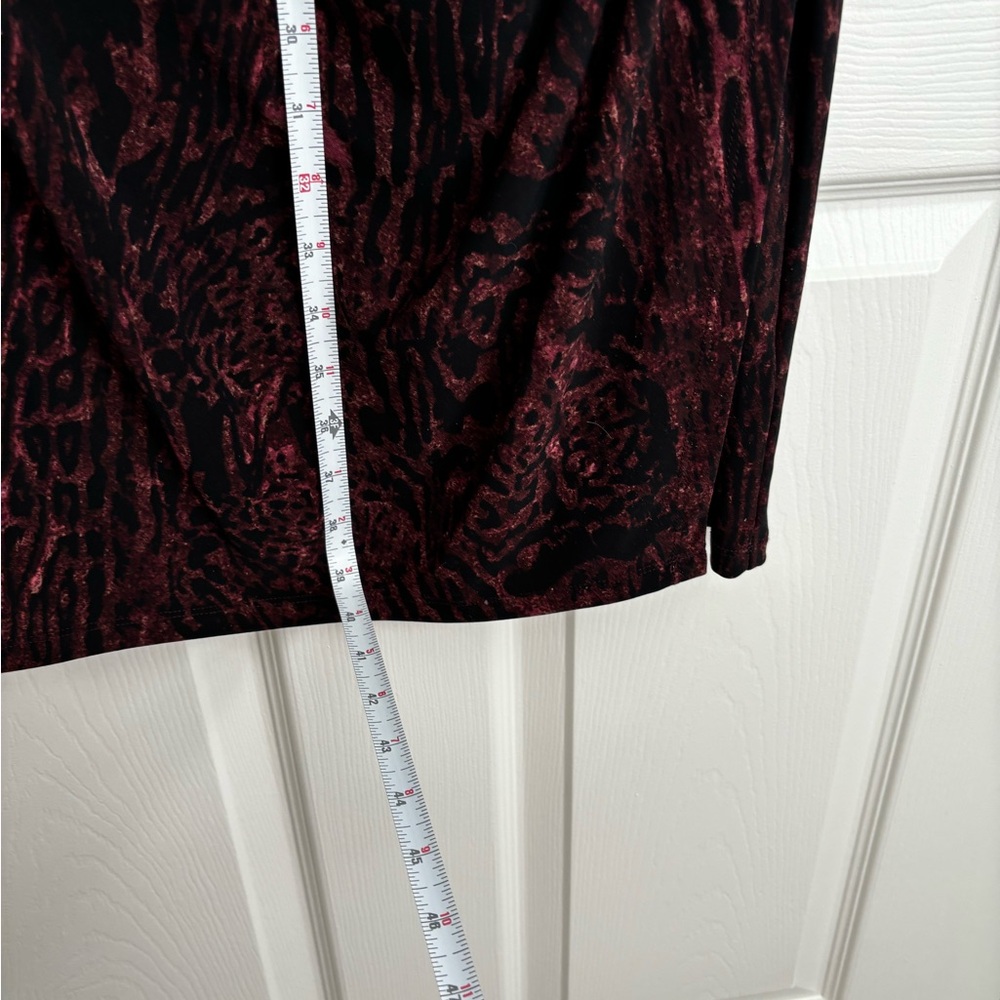 NWOT LAUREN RALPH LAUREN V NECK WRAP STYLE LONG SLEEVE BLACK/WINE DRESS SZ. 8 - Picture 10 of 13